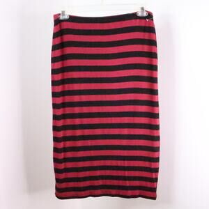 Bobeau Women’s XL Striped Midi Pencil Skirt Stretch Red Black Elastic Waist